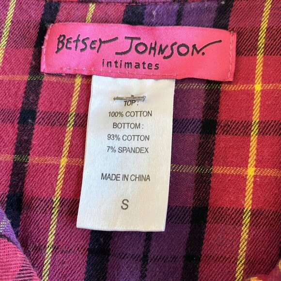 Betsey Johnson Intimates Plaid Cotton Sleep Shirt‎ S Cozy Comfort Ruffles - Picture 6 of 9